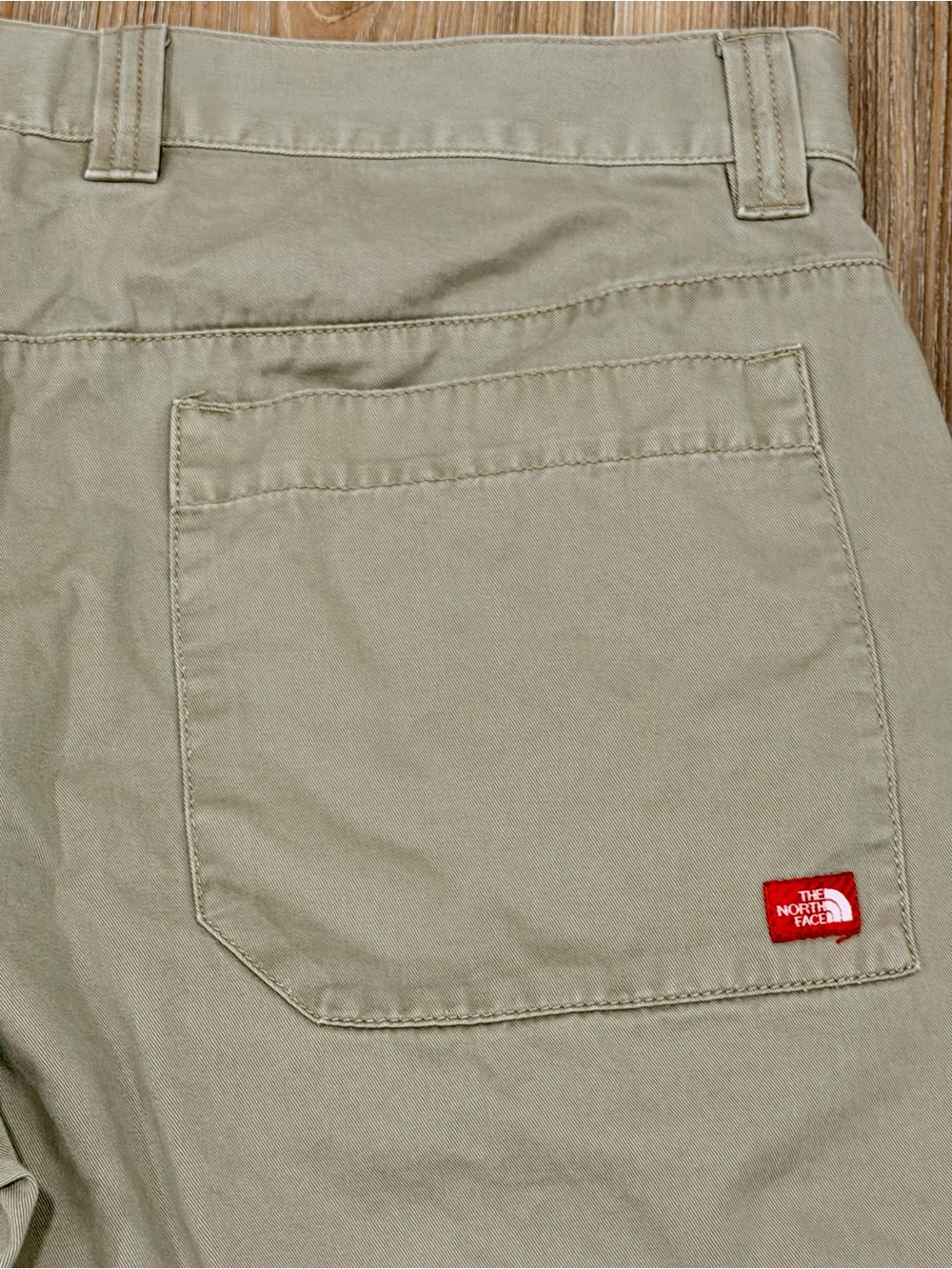 The North Face Men's Tan size 38L Shorts with Red Logo Tab